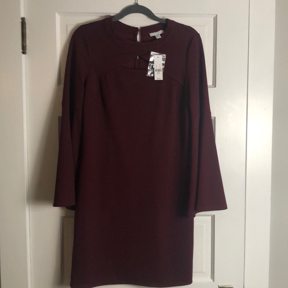 Maroon, bell sleeve dress
